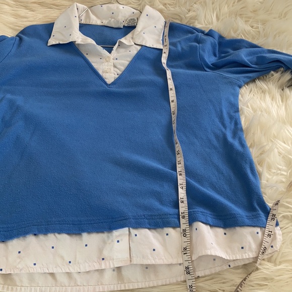 Kim Rodgers blue collared sweater button up business shirt top blouse size S - Picture 12 of 17